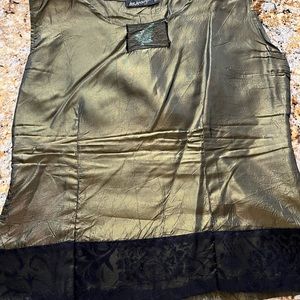Hand-Painted Olive Crinkle-Acetate Tank Dress